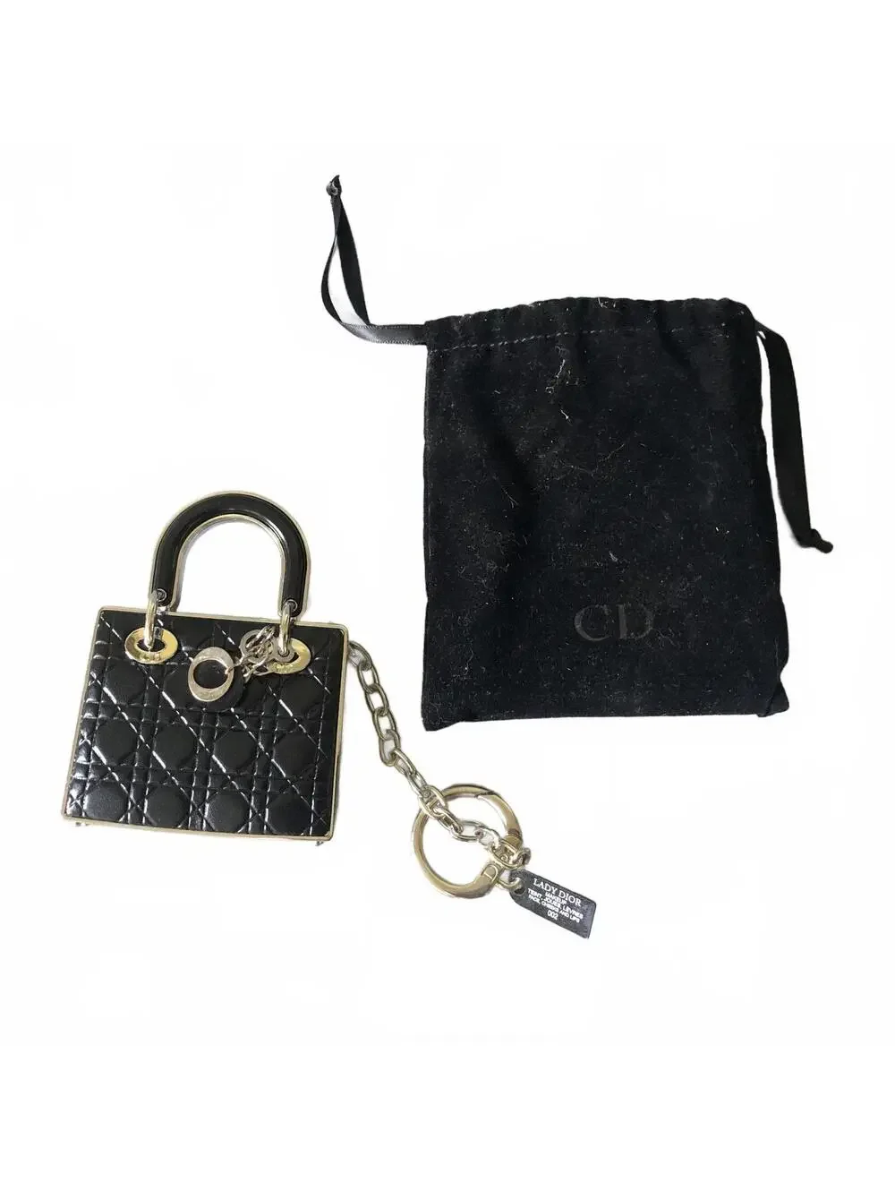 Dior Lady Dior Mini Bag Keychain with Makeup Compact - Picture 1 of 7